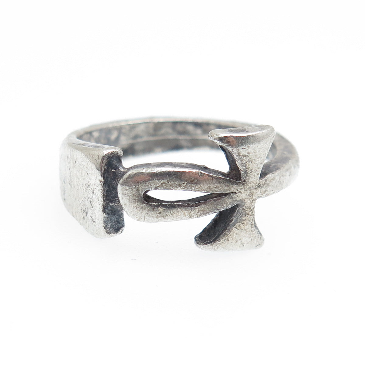 925 Sterling Silver Vintage Egyptian Ankh Oxidized Ring Size 5.75