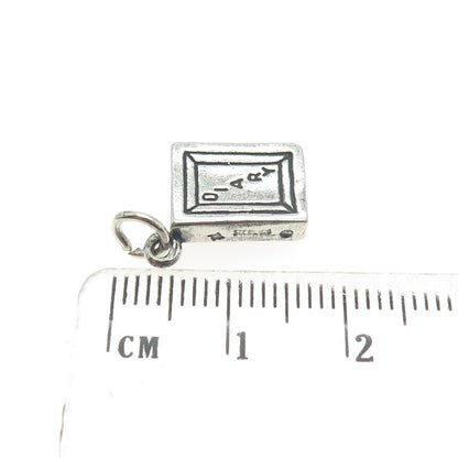 SUNWEST 925 Sterling Silver Vintage Diary Book Minimalist Charm Pendant