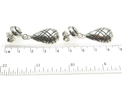 925 Sterling Silver Vintage Modernist Teardrop Oxidized Dangle Earrings