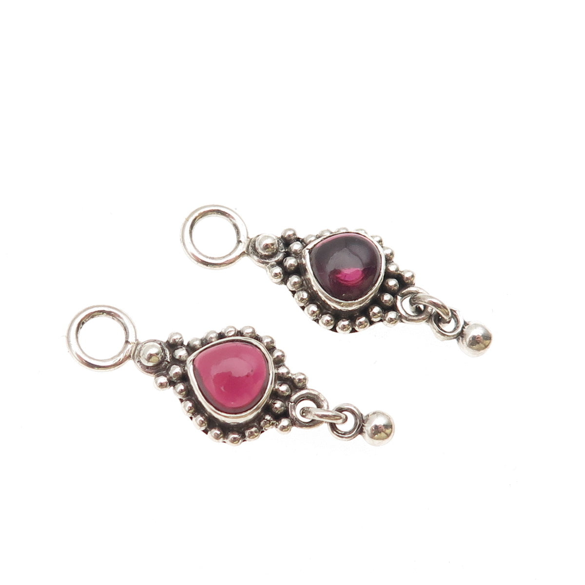 DP Doug Paulus 925 Sterling Silver Vintage Real Garnet Modernist Jacket Earrings