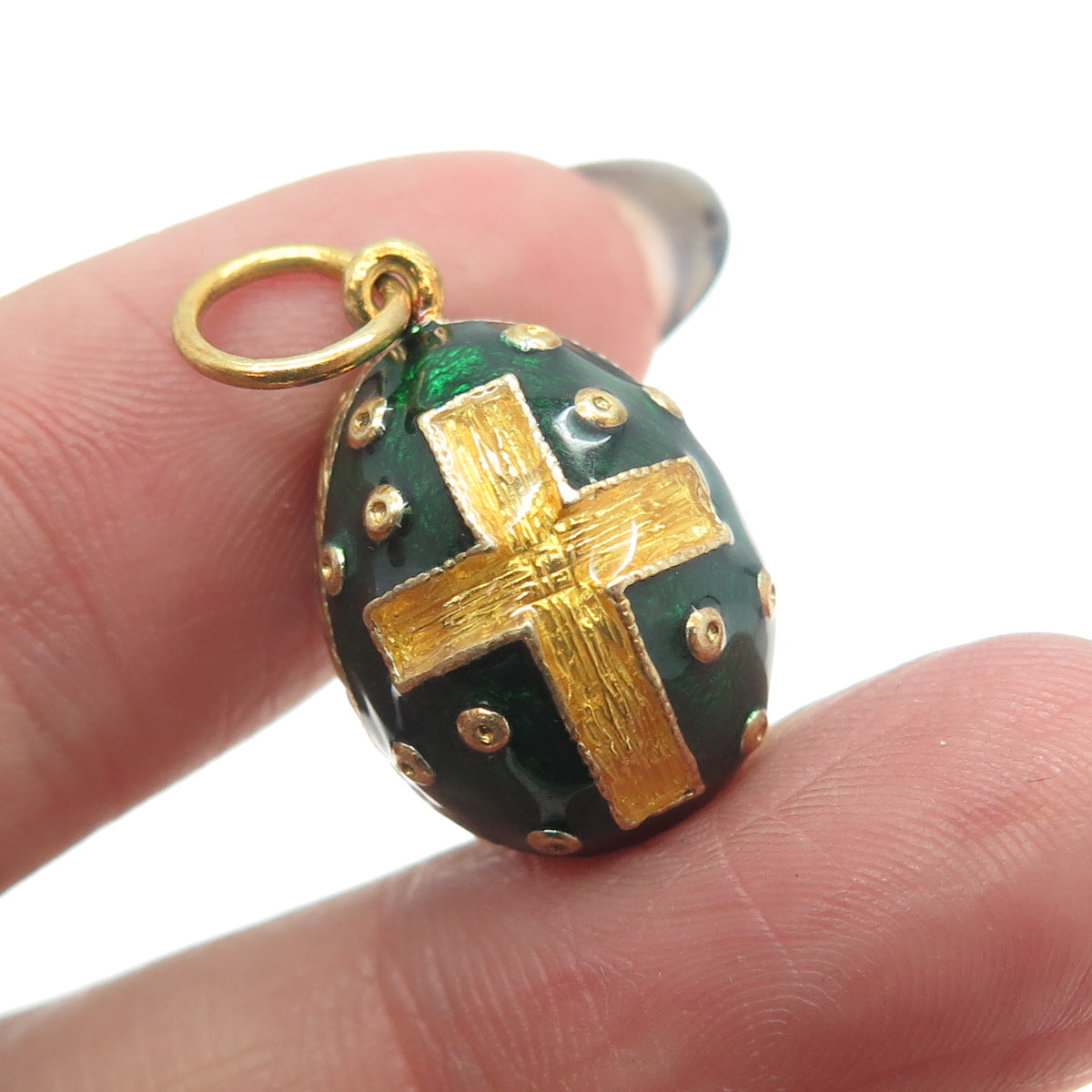 RAFKA Retired 925 Sterling Silver Vermeil Enamel Cross Easter Egg Charm Pendant