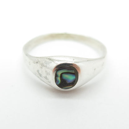 925 Sterling Silver Vintage Real Abalone Shell Ring Size 6