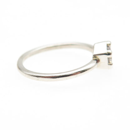 925 Sterling Silver Vintage Round-Cut C Z Engagement Ring Size 6.75