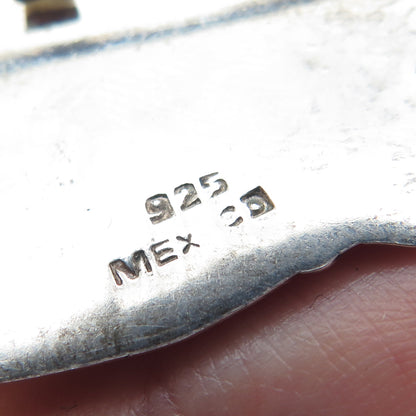 925 Sterling Silver Vintage Mexico Kitty Cat Basket Oxidized Pin Brooch Pendant
