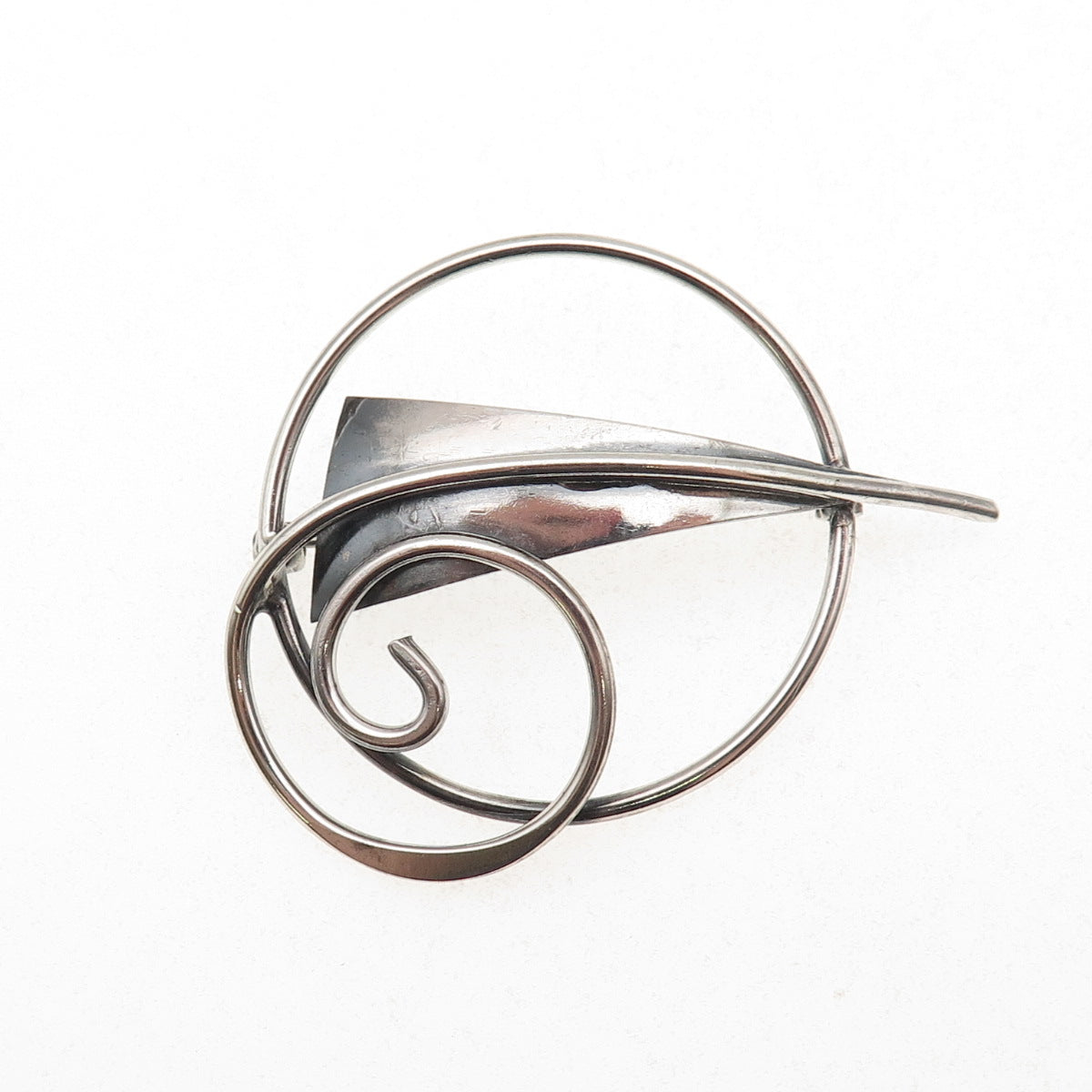 Joseph Masaniello 925 Sterling Silver Vintage Modernist Floral Pin Brooch