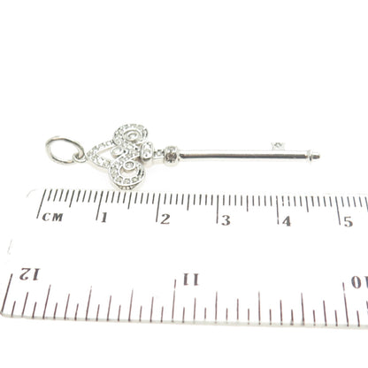 925 Sterling Silver Pave C Z Key Pendant