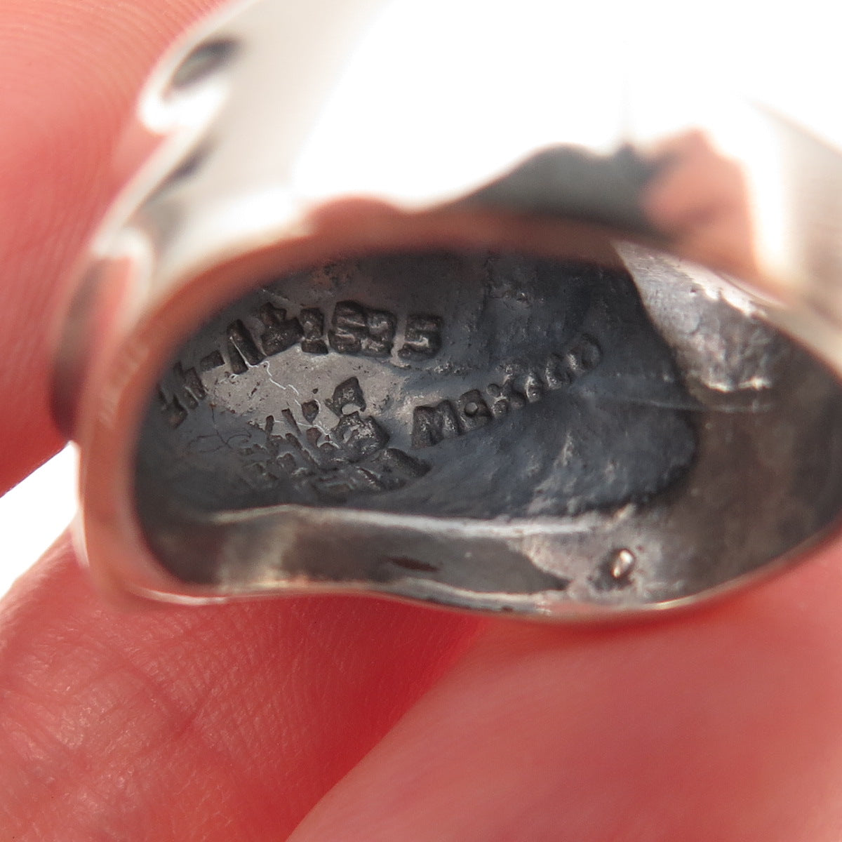 925 Sterling Silver Vintage Mexico Modernist Oxidized Ring Size 8.25