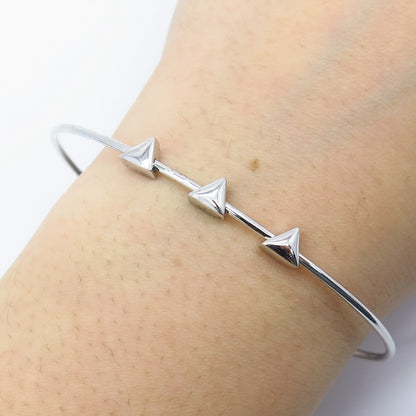 925 Sterling Silver SUN Triangle Accent Cuff Bracelet 7.5"