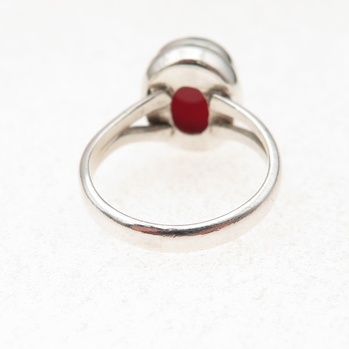 925 Sterling Silver Vintage Real Cabochon Carnelian Oxidized Ring Size 6