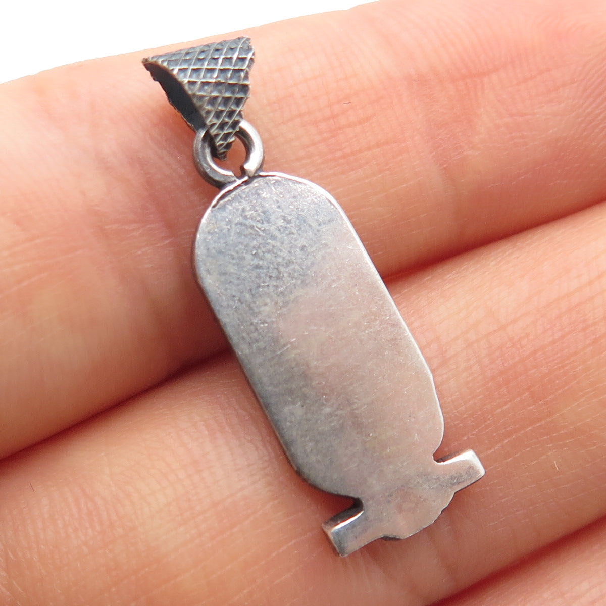 800 Silver Vintage Egyptian Scarab Cartouche Oxidized Charm Pendant