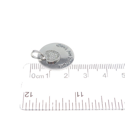 HAN 925 Sterling Silver Real Diamond Live Love And Laugh Heart Tag Pendant