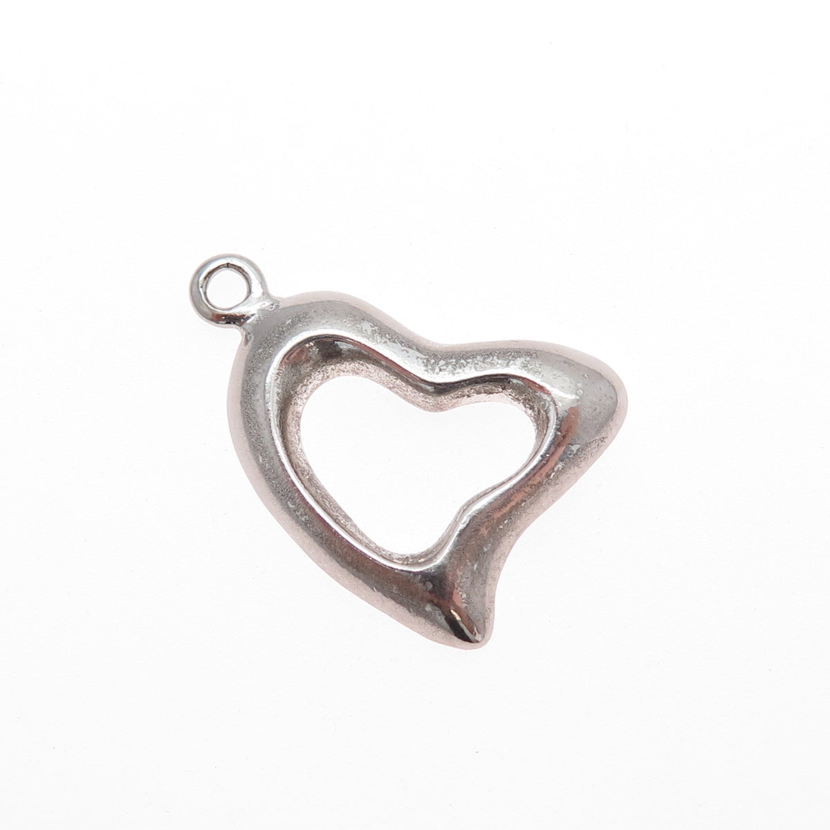 925 Sterling Silver Vintage Modernist Heart Minimalist Charm Pendant