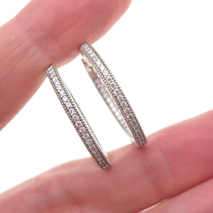 Pandora 925 Sterling Silver C Z Hearts In & Out Hoop Earrings