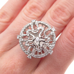 925 Sterling Silver Round-Cut C Z Star Circle of Life Ring Size 7