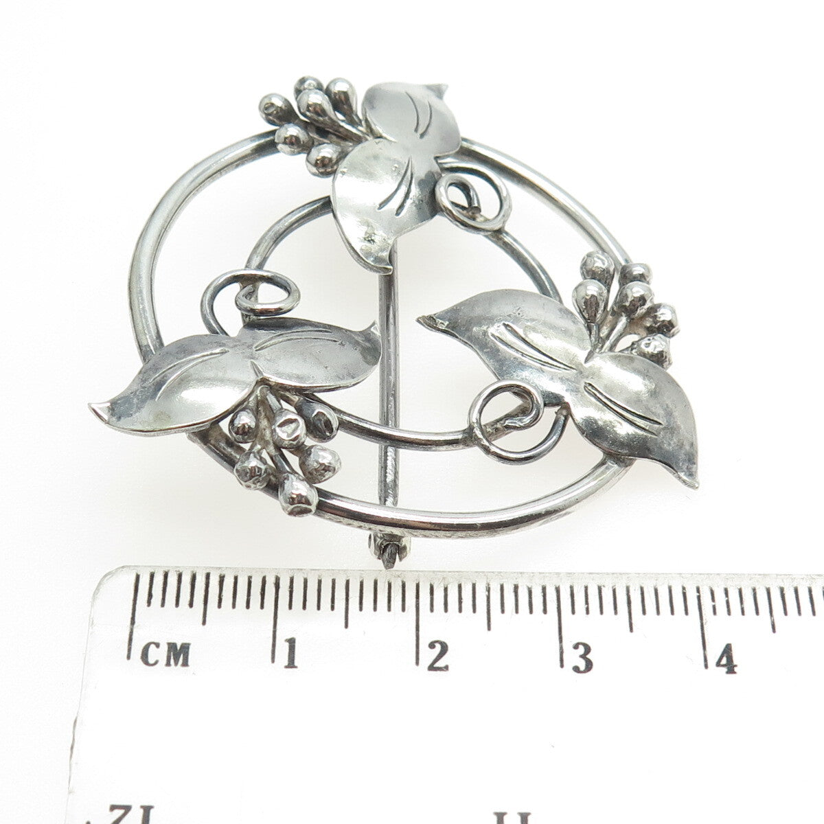 925 Sterling Silver Antique Art Deco Lily Floral Pin Brooch