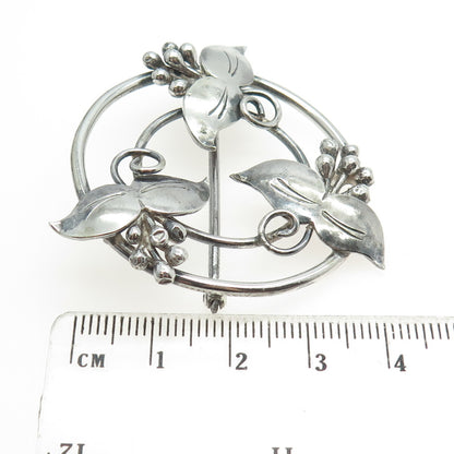 925 Sterling Silver Antique Art Deco Lily Floral Pin Brooch