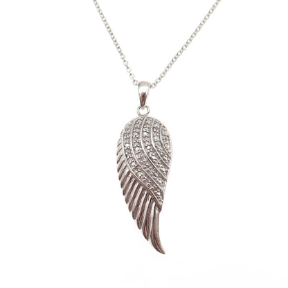 Jane Seymour Sterling Silver Real Diamond Angel Wing Cable Chain Necklace 18"