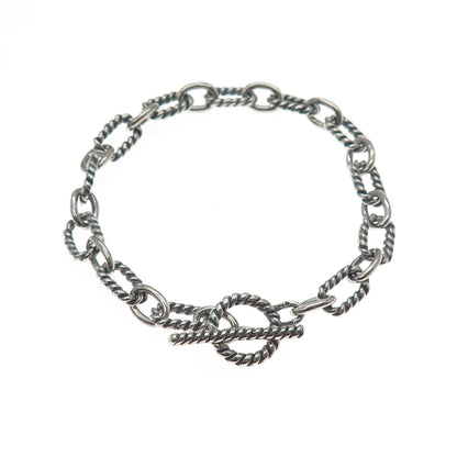 925 Sterling Silver Vintage Cable Link Oxidized Bracelet 7.25"