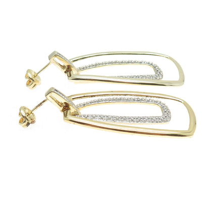 HN HENG NGAI 925 Sterling Silver Gold Plated Real Diamond Accent Earrings