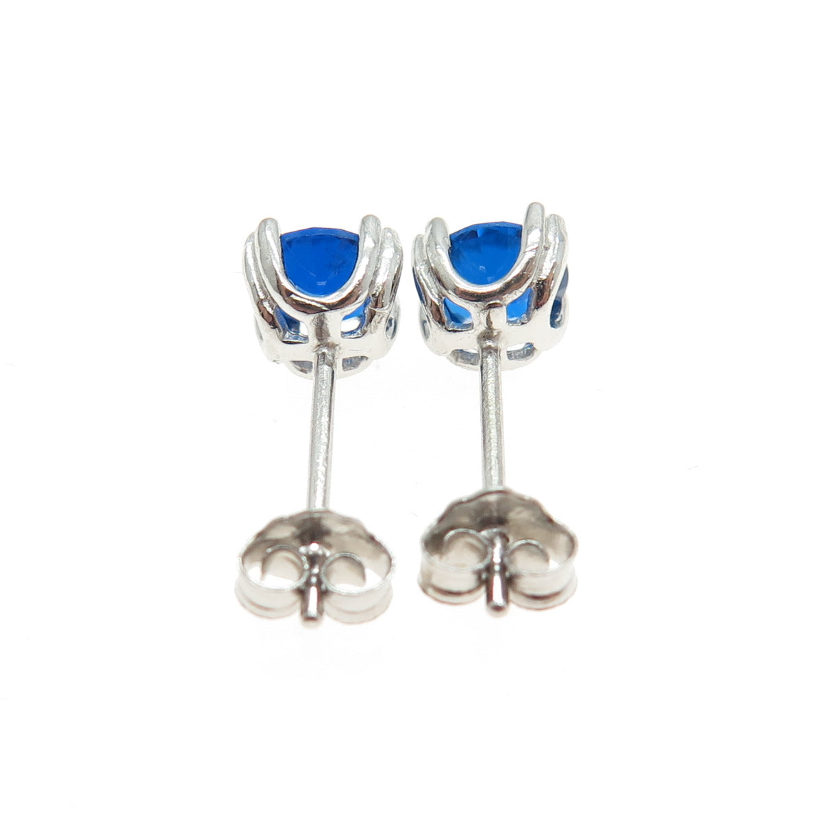 925 Sterling Silver Round-Cut Lab-Created Sapphire Stud Earrings