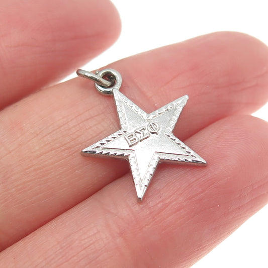 925 Sterling Silver Vintage Pillar College Beta Sigma Phi Star Charm Pendant