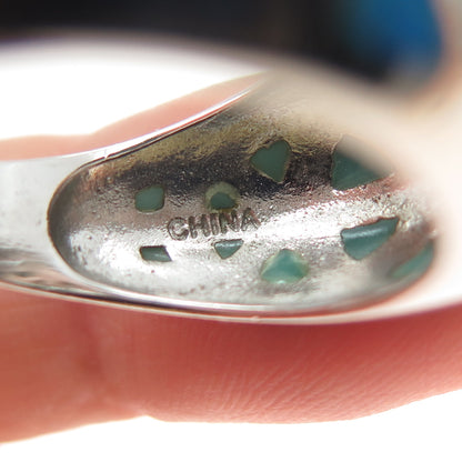 FD FELICIA DESIGN 925 Sterling Silver Vintage Real Opal Dome Ring Size 9.25