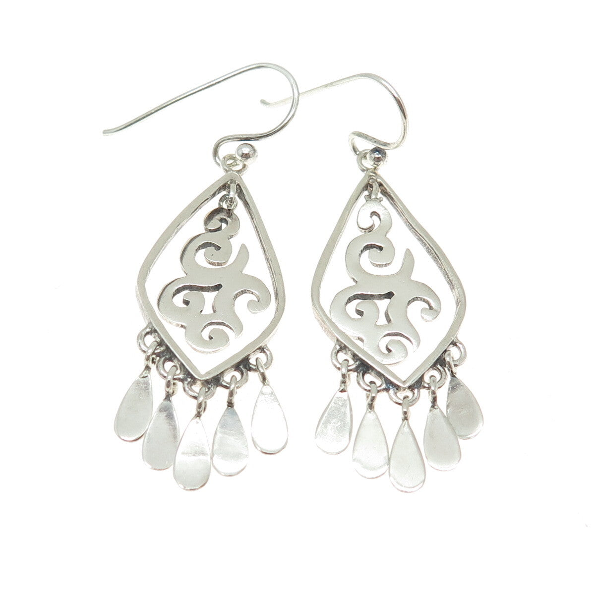 SILPADA 925 Sterling Silver Vintage Signature Scroll Dangle Earrings