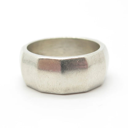 925 Sterling Silver Vintage Modernist Band Ring Size 7.75