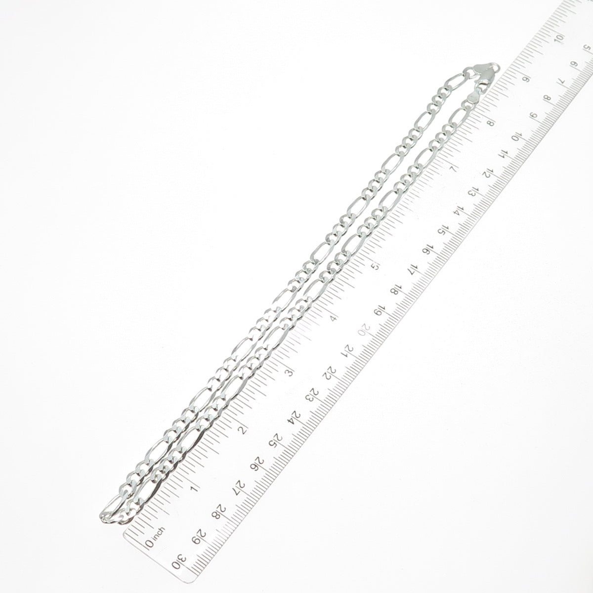 925 Sterling Silver Vintage Italy Figaro Chain Necklace 18"