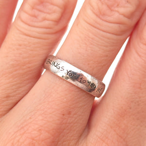 925 Sterling Silver Vintage If God Brings You To It Oxidized Band Ring Size 6.75