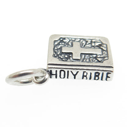 SHUBE 925 Sterling Silver Vintage Holy Bible Minimalist Charm Pendant