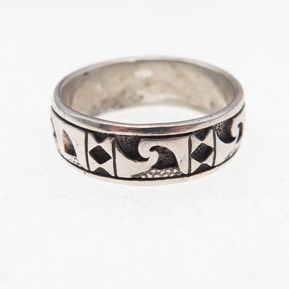 Peter Stone 925 Sterling Silver Vintage Celtic Oxidized Band Ring Size 8.25