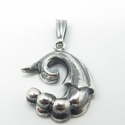 925 Sterling Silver Vintage Floral Oxidized Pendant
