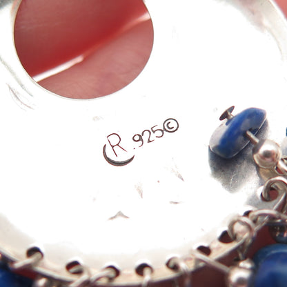 Carolyn Pollack Old Pawn Sterling Silver Vintage Lapis Crescent Dangle Earrings