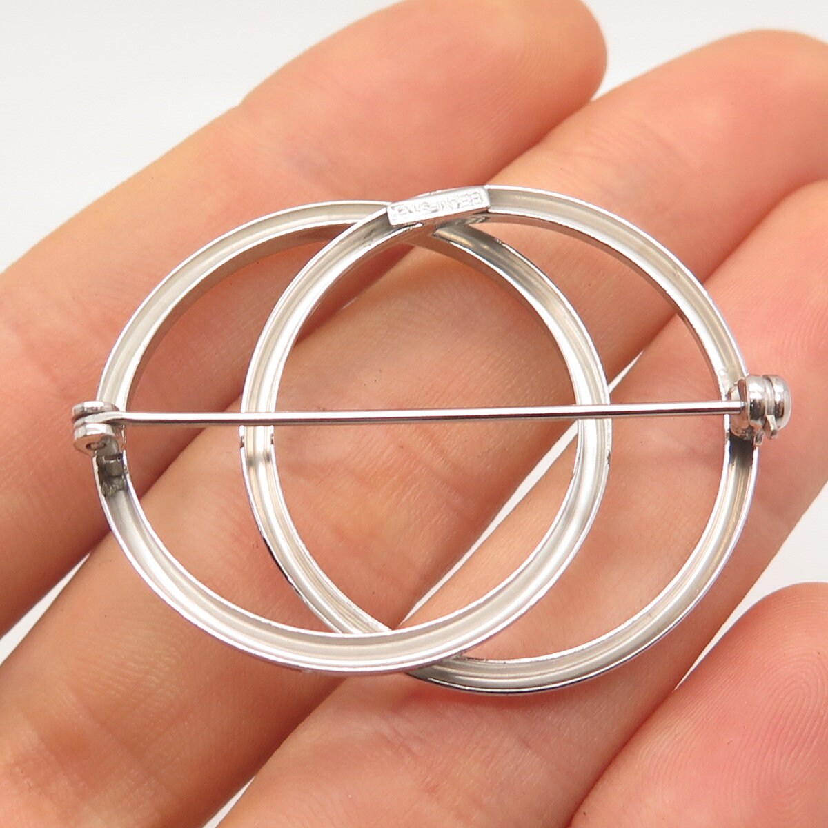 925 Sterling Silver Vintage BEAU Circle Pin Brooch