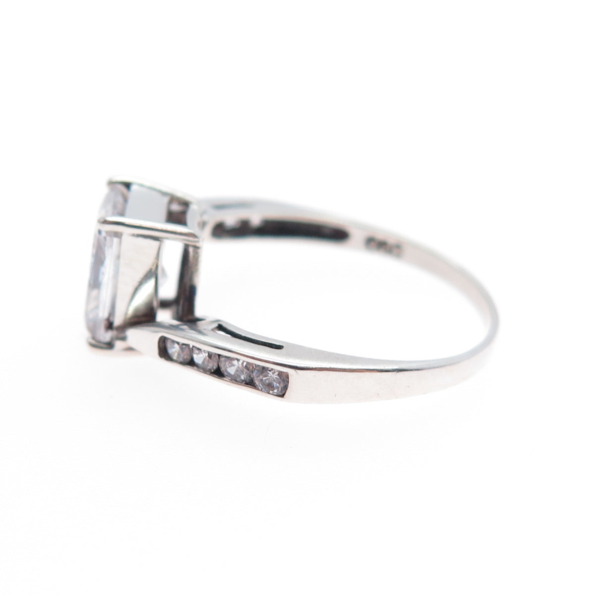 OWEN GLASS COLLECTION Sterling Radiant & Round-Cut C Z Engagement Ring Size 7