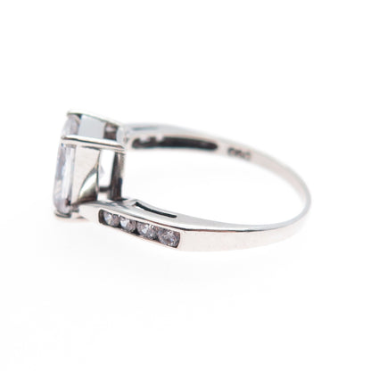 OWEN GLASS COLLECTION Sterling Radiant & Round-Cut C Z Engagement Ring Size 7