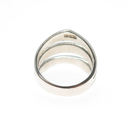 925 Sterling Silver Vintage Modernist 3-Row Ring Size 8.75