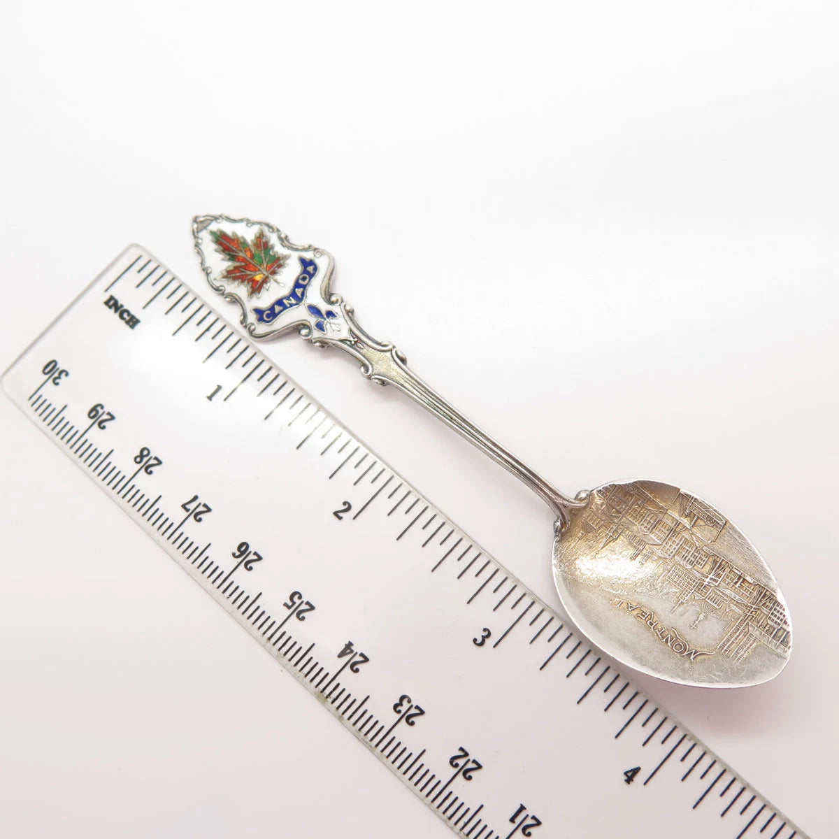 925 Sterling Silver Vintage Colrful Enamel "Canada Montreal" Spoon