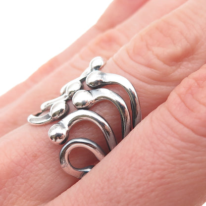 ATI Annika Witt 925 Sterling Silver Vintage Modernist Adjustable Ring Size 8.75