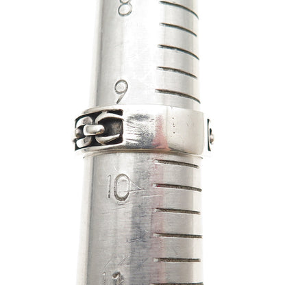 925 Sterling Silver Vintage Mexico Cable Link Oxidized Band Ring Size 9.75