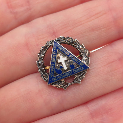 Robbins & Co. 925 Sterling Antique Enamel Woman's Society Methodist Church Pin