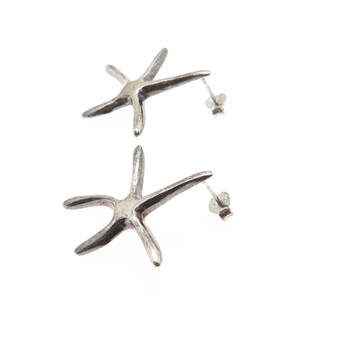 925 Sterling Silver Vintage Starfish Oxidized Earrings