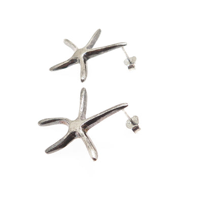 925 Sterling Silver Vintage Starfish Oxidized Earrings