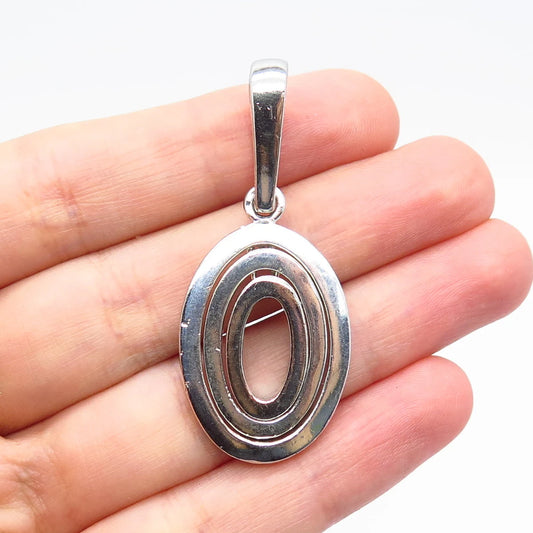 925 Sterling Silver Vintage Triple Oval Pendant
