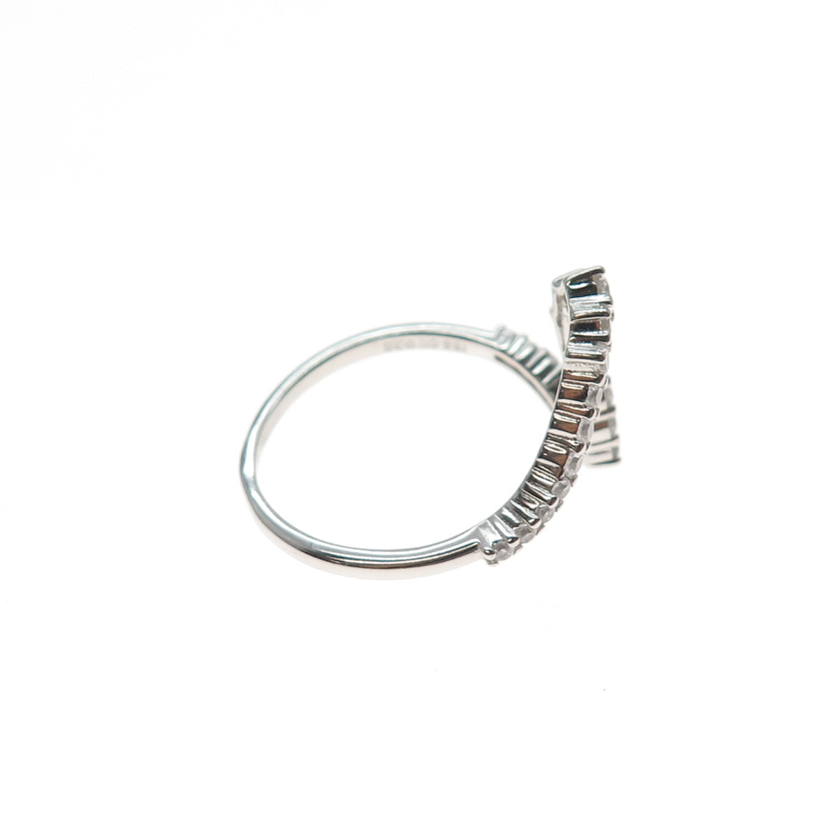 925 Sterling Silver Round-Cut C Z Wavy Ring Size 9