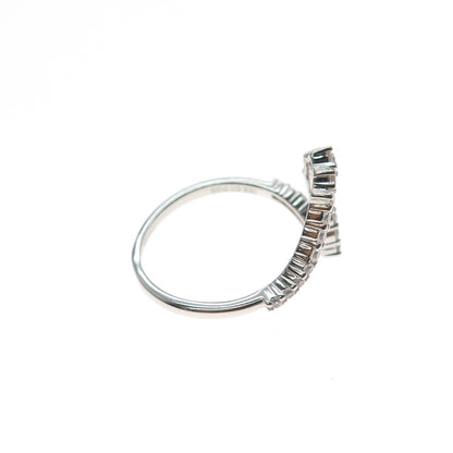 925 Sterling Silver Round-Cut C Z Wavy Ring Size 9