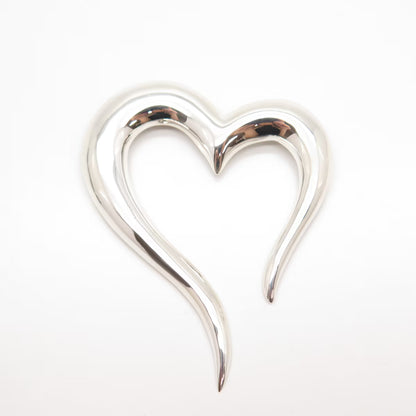 925 Sterling Silver Vintage Mexico Open Heart Pin Brooch