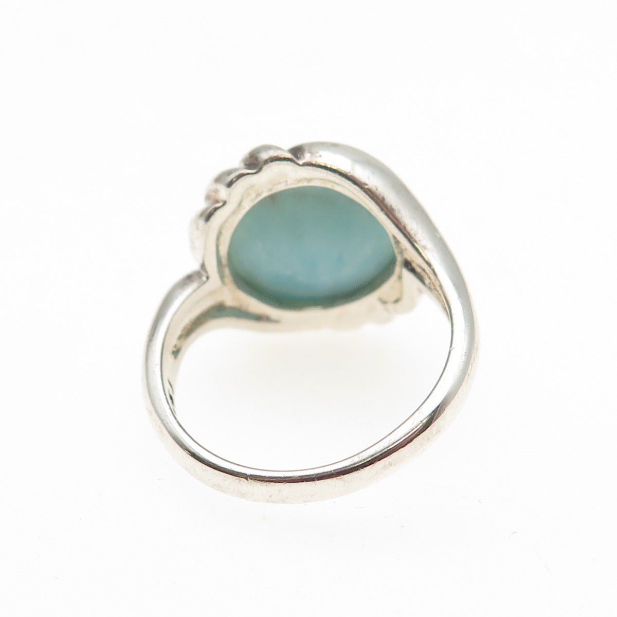 925 Sterling Silver Vintage Real Larimar Modernist Ring Size 6