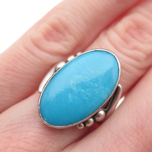 Pacific Jewelry Old Pawn Sterling Silver Vintage Turquoise Tribal Ring Size 4.5